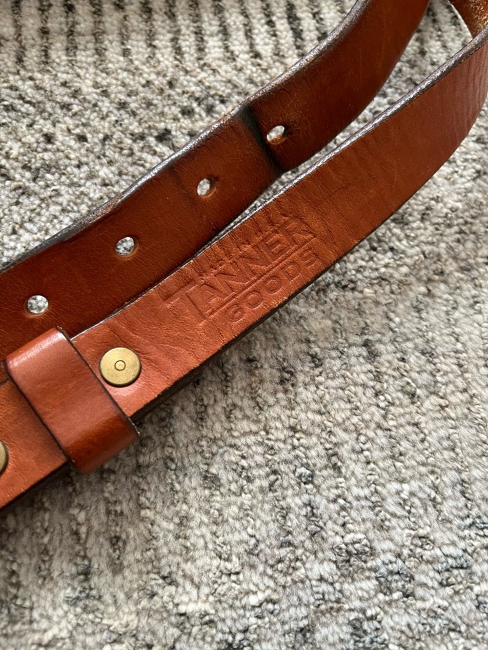 Men's tanner goods Leather Belt in Chestnut Brown with Brass Buckle